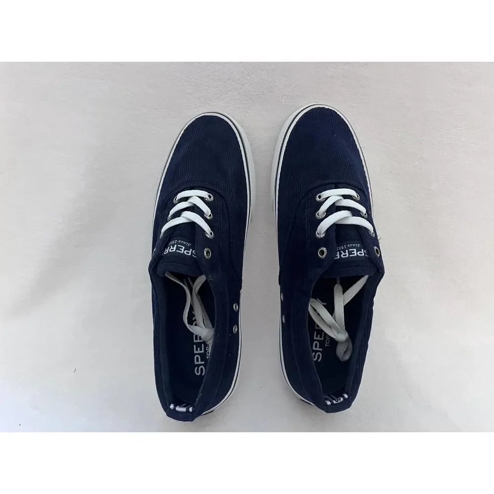 Sperry Men's Striper Nautical Low Top Shoes Corduroy Navy Sneaker Size 9 $99 NEW